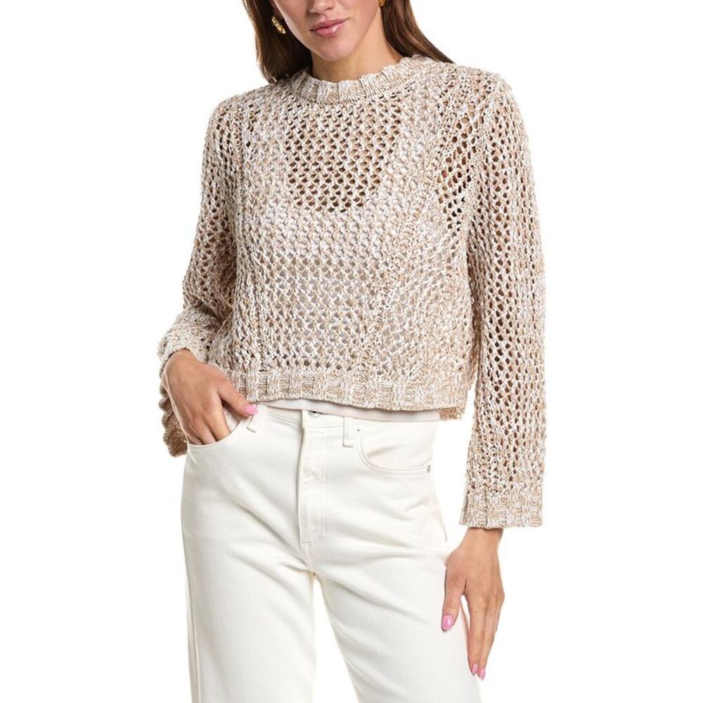 Kenneth Cole Womens  Two-Tone Open Stitch Pullover, Brown